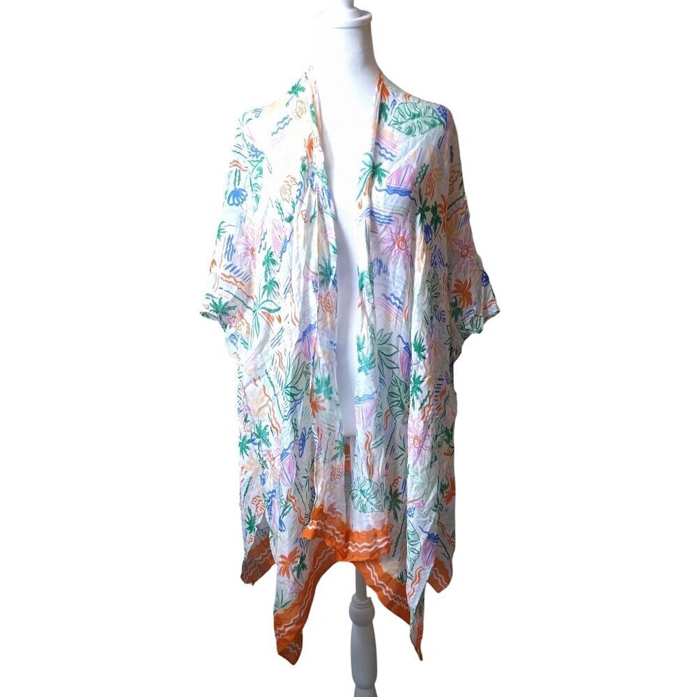 Old Navy XL-4X Open Front Palm Tropical Boat Beach Swim Cover Up Vacation Travel